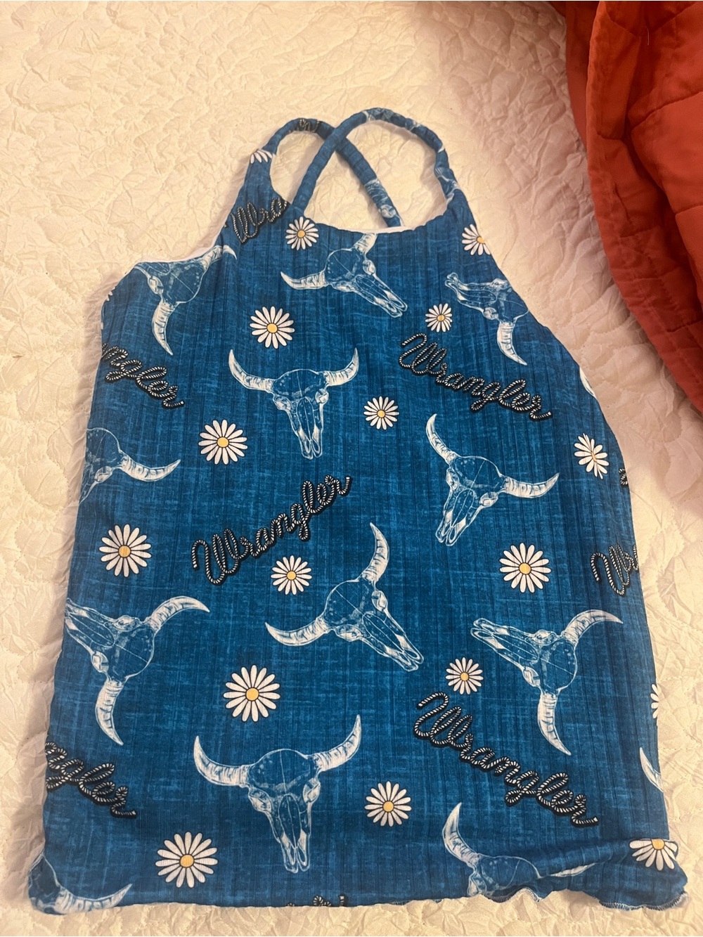 Wrangler Blue Western Skull & Daisy Print Girls' One-Piece